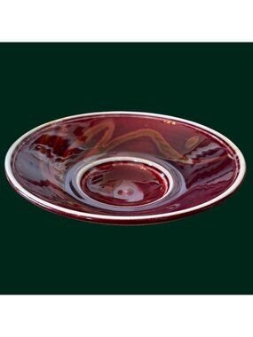 Vintage Gail Russell Deep Burgundy Footed Studio Pottery Rustic Earthy Bowl